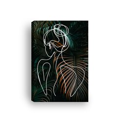 Obraz na płótnie canvas pionowy line art kobieta liście tło pixitex