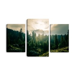 Obraz na płótnie canvas tryptyk góry las zieleń słońce potrójny obraz pixitex