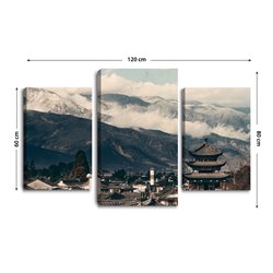 Obraz na płótnie canvas tryptyk potrójny obraz miasto góry japonia pixitex
