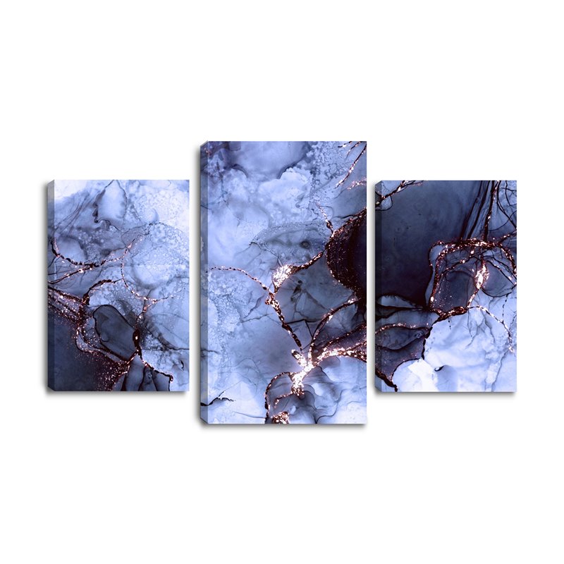 Obraz na płótnie canvas tryptyk potrójny obraz nowoczesny marmur niebieski pixitex