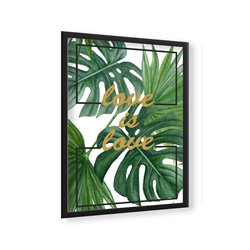Plakat grafika dekoracyjna na ścianę napis cytat love prosty nowoczesny liście dżungla pixitex