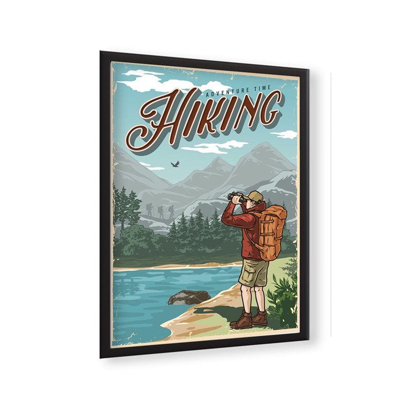 Plakat grafika dekoracyjna na ścianę hiking retro plakaty góry jezioro wspinaczka pixitex
