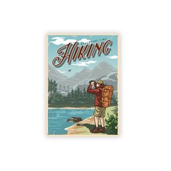Plakat grafika dekoracyjna na ścianę hiking retro plakaty góry jezioro wspinaczka pixitex