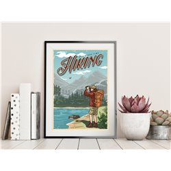 Plakat grafika dekoracyjna na ścianę hiking retro plakaty góry jezioro wspinaczka pixitex