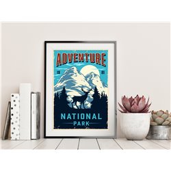Plakat grafika dekoracyjna na ścianę góry jeleń retro plakat park narodowy pixitex