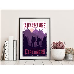 Plakat grafika dekoracyjna na ścianę adventure retro plakaty góry las pixitex