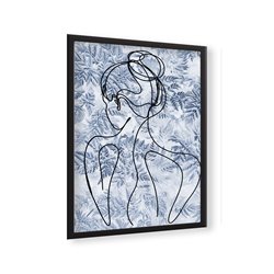 Plakat grafika dekoracyjna na ścianę kobieta kwiaty tło niebieski kobieta line art linie nowoczesny boho plakat pixitex