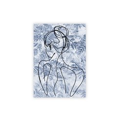 Plakat grafika dekoracyjna na ścianę kobieta kwiaty tło niebieski kobieta line art linie nowoczesny boho plakat pixitex