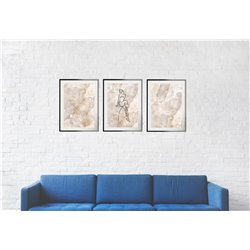 Zestaw 3 plakatów obrazków grafik marmur marble glamour nowoczesny plakat kobieta line art pixitex