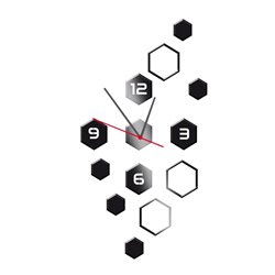 Zegar ścienny z pleksy plexi nowoczesny samoprzylepny elegancki duży zegar heksagon heksagony pleksa pixitex