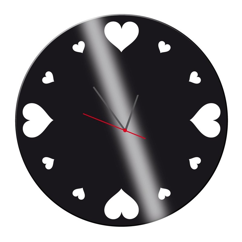 Zegar ścienny z pleksy plexi nowoczesny samoprzylepny elegancki zegar okrągły serduszka pleksa pixitex