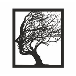 Obraz ażurowy dekoracja ścienna panel z plexi twarz kobieta drzewo gałęzie pixitex