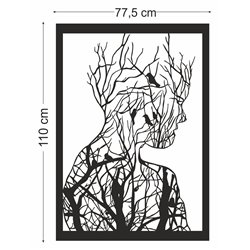 Obraz ażurowy dekoracja ścienna panel z plexi drzewo gałęzie twarz ptaki kobieta nowoczesny panel dekoracyjny pixitex