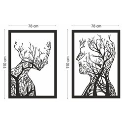 Obraz ażurowy dekoracja ścienna panel z plexi twarze kobieta mężczyzna nowoczesny panel dekoracyjny drzewo gałęzie studiog