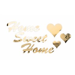 Napis litery 3D dekoracja lustrzana ścienna z plexi pleksy złote srebrne lustro home sweet home serduszka serce pixitex
