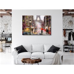 Obraz na płótnie canvas nowoczesny duży Paryż architektura jak malowany ludzie rośliny pixitex