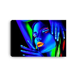Obraz na płótnie canvas duży nowoczesny kobieta twarz neonowe kolory neon twarz makijaż pixitex