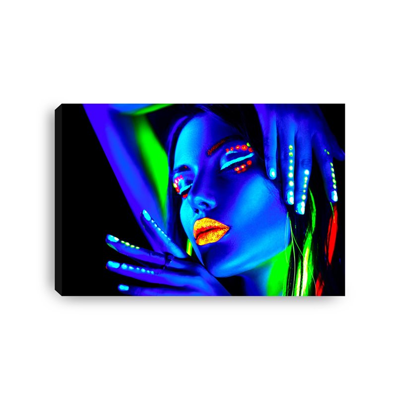 Obraz na płótnie canvas duży nowoczesny kobieta twarz neonowe kolory neon twarz makijaż pixitex