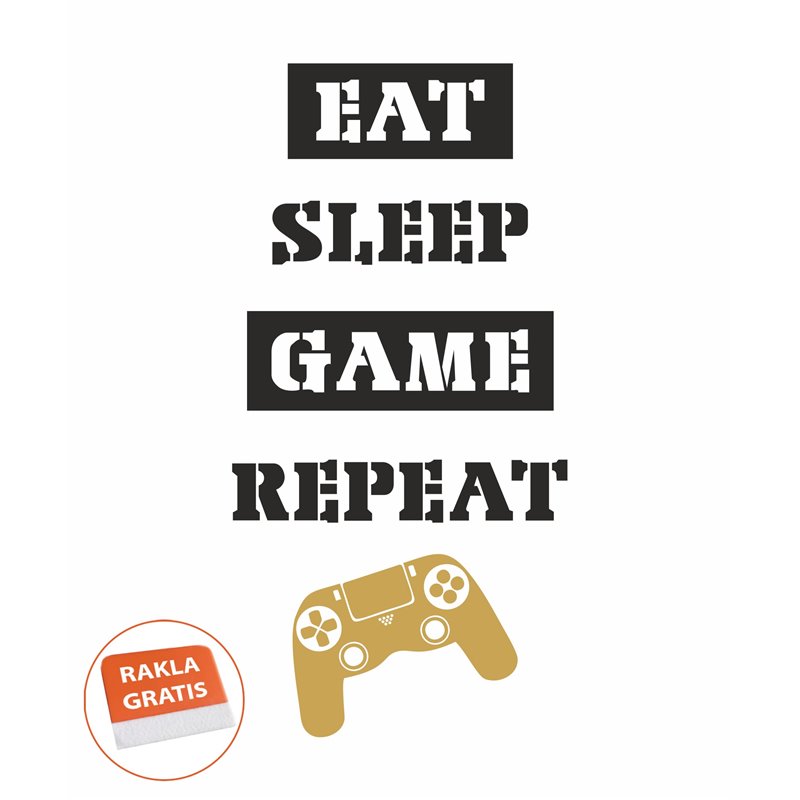 Naklejka na ścianę napis eat sleep game repeat naklejka młodzieżowa dla gracza gra gamer pixitex