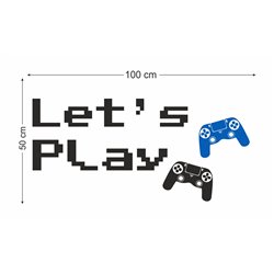 Naklejka na ścianę z folii dla gracza napis let's play zagrajmy pady młodzieżowa naklejka gamer pad pixitex