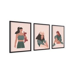 Zestaw 3 plakatów obrazków grafik plakat kobiety dziewczyny girl power plakaty pixitex