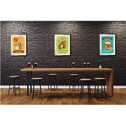 Zestaw plakatów grafik A3 do restauracji baru knajpy jedzenie frytki burger tacos retro plakat grafika pixitex