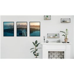 Zestaw 3 plakatów obrazków grafik plakaty ocean most miasto architektura zachód słońca pixitex