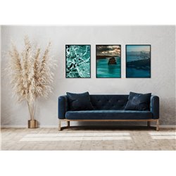 Zestaw 3 plakatów obrazków grafik plakaty niebieski marmur morze góry miasto architektura pixitex