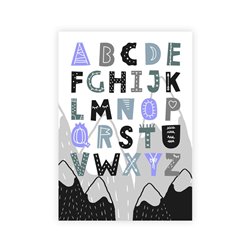Plakat grafika obrazek dla dzieci plakat w skandynawskim stylu kolorowy alfabet góry studiograf
