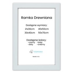 Ramka drewniana na zdjęcia plakaty, nowoczesna stylowa rama biała pixitex