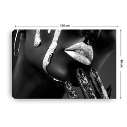 Obraz na płótnie canvas duży 120x80 kobieta białe usta biało czarny nowoczesny pixitex