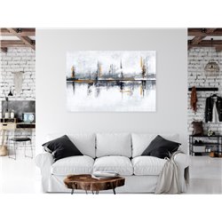 Obraz na płótnie canvas duży 120x80 abstrakcyjne miasto czarno złoty pixitex