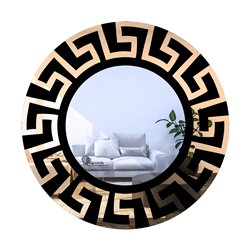 Lustro akrylowe okrągłe nowoczesne 78x78 grecja wzór złte srebrne glamour pixitex