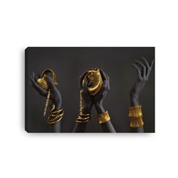 Obraz na płótnie canvas duży 120x80 black hands czarne dłonie złote bransoletki pixitex