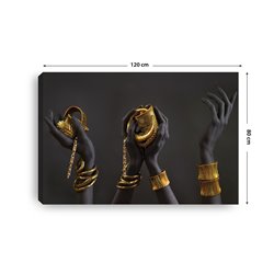Obraz na płótnie canvas duży 120x80 black hands czarne dłonie złote bransoletki pixitex