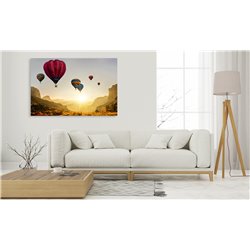 Obraz na płótnie canvas duży 120x80 kolorowe balony nad kanionem zachód słońca pixitex