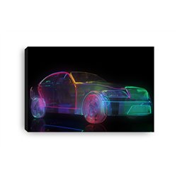 Obraz na płótnie canvas duży neonowy kolorowy samochód na czarnym tle 120x80 pixitex