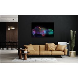 Obraz na płótnie canvas duży neonowy kolorowy samochód na czarnym tle 120x80 pixitex