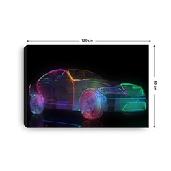 Obraz na płótnie canvas duży neonowy kolorowy samochód na czarnym tle 120x80 pixitex