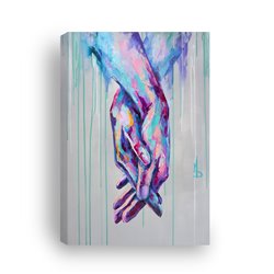 Obraz na płótnie canvas duży 120x80 kolorowe dłonie spływająca farba pixitex