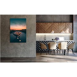 Obraz na płótnie canvas duży 120x80 dłoń światełka zachód słońca rzeka pixitex