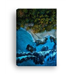 Obraz na płótnie canvas duży 120x80 błękitne fale morze plaża drzewa pixitex