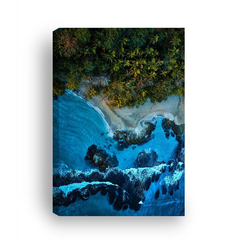 Obraz na płótnie canvas duży 120x80 błękitne fale morze plaża drzewa pixitex