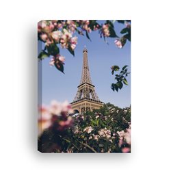 Obraz na płótnie canvas duży 120x80 różowe kwiaty wieża Eiffla Paryż  pixitex