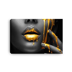 Obraz na płótnie canvas duży 120x80 złote łzy złote usta twarz kobieta pixitex