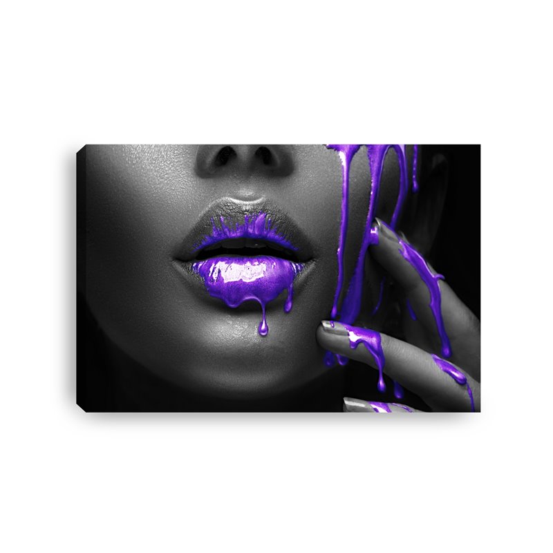 Obraz na płótnie canvas duży 120x80 kobieta twarz fioletowe usta łzy pixitex