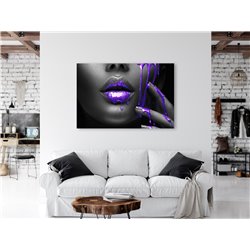 Obraz na płótnie canvas duży 120x80 kobieta twarz fioletowe usta łzy pixitex