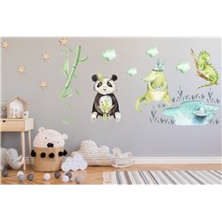 Naklejka na ścianę dla dzieci naklejki zwierzątka panda krokodyl jaszczurka pixitex