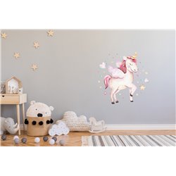 Naklejka na ścianę dla dzieci różowy jednorożec gwiazdki serduszka naklejki dla dziecka pixitex